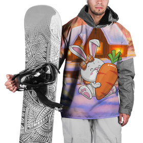 Накидка на куртку 3D с принтом Зайчик с  большой морковью в Белгороде, 100% полиэстер |  | 