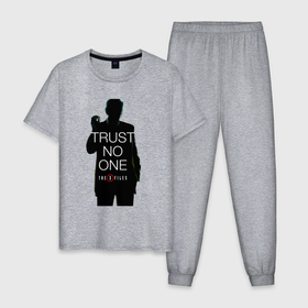 Мужская пижама хлопок с принтом X files   курильщик в Санкт-Петербурге, 100% хлопок | брюки и футболка прямого кроя, без карманов, на брюках мягкая резинка на поясе и по низу штанин
 | 