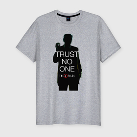 Мужская футболка хлопок Slim с принтом X files   курильщик в Тюмени, 92% хлопок, 8% лайкра | приталенный силуэт, круглый вырез ворота, длина до линии бедра, короткий рукав | 