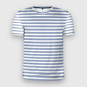 Мужская футболка 3D Slim с принтом Сине белые необычные полосы   тельняшка в Новосибирске, 100% полиэстер с улучшенными характеристиками | приталенный силуэт, круглая горловина, широкие плечи, сужается к линии бедра | 
