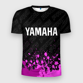 Мужская футболка 3D Slim с принтом Yamaha pro racing: символ сверху в Новосибирске, 100% полиэстер с улучшенными характеристиками | приталенный силуэт, круглая горловина, широкие плечи, сужается к линии бедра | 