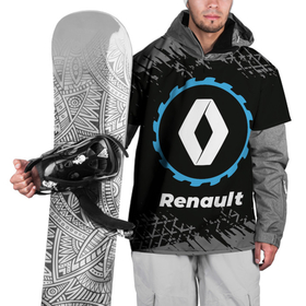 Накидка на куртку 3D с принтом Renault в стиле Top Gear со следами шин на фоне в Кировске, 100% полиэстер |  | Тематика изображения на принте: 
