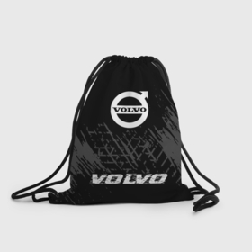 Рюкзак-мешок 3D с принтом Volvo speed шины на темном: символ, надпись в Тюмени, 100% полиэстер | плотность ткани — 200 г/м2, размер — 35 х 45 см; лямки — толстые шнурки, застежка на шнуровке, без карманов и подкладки | 