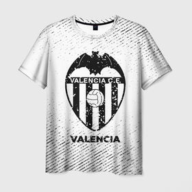 Мужская футболка 3D с принтом Valencia с потертостями на светлом фоне в Санкт-Петербурге, 100% полиэфир | прямой крой, круглый вырез горловины, длина до линии бедер | 