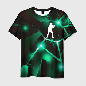 Мужская футболка 3D с принтом Counter Strike разлом плит , 100% полиэфир | прямой крой, круглый вырез горловины, длина до линии бедер | 