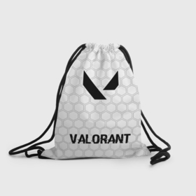 Рюкзак-мешок 3D с принтом Valorant glitch на светлом фоне: символ, надпись в Тюмени, 100% полиэстер | плотность ткани — 200 г/м2, размер — 35 х 45 см; лямки — толстые шнурки, застежка на шнуровке, без карманов и подкладки | 