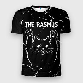 Мужская футболка 3D Slim с принтом Группа The Rasmus и рок кот в Новосибирске, 100% полиэстер с улучшенными характеристиками | приталенный силуэт, круглая горловина, широкие плечи, сужается к линии бедра | 