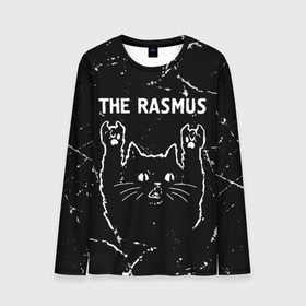 Мужской лонгслив 3D с принтом Группа The Rasmus и рок кот в Новосибирске, 100% полиэстер | длинные рукава, круглый вырез горловины, полуприлегающий силуэт | 