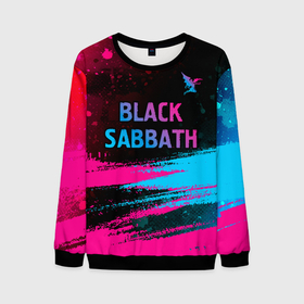 Мужской свитшот 3D с принтом Black Sabbath   neon gradient: символ сверху в Тюмени, 100% полиэстер с мягким внутренним слоем | круглый вырез горловины, мягкая резинка на манжетах и поясе, свободная посадка по фигуре | Тематика изображения на принте: 