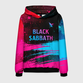 Мужская толстовка 3D с принтом Black Sabbath   neon gradient: символ сверху в Тюмени, 100% полиэстер | двухслойный капюшон со шнурком для регулировки, мягкие манжеты на рукавах и по низу толстовки, спереди карман-кенгуру с мягким внутренним слоем. | 