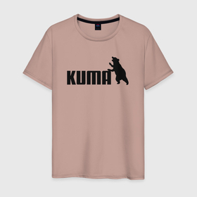 Мужская футболка хлопок с принтом Кума вместо пумы в Екатеринбурге, 100% хлопок | прямой крой, круглый вырез горловины, длина до линии бедер, слегка спущенное плечо. | 