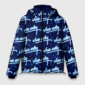 Мужская зимняя куртка 3D с принтом GTA Vice City   logo pattern в Петрозаводске, верх — 100% полиэстер; подкладка — 100% полиэстер; утеплитель — 100% полиэстер | длина ниже бедра, свободный силуэт Оверсайз. Есть воротник-стойка, отстегивающийся капюшон и ветрозащитная планка. 

Боковые карманы с листочкой на кнопках и внутренний карман на молнии. | 