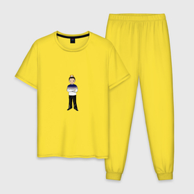 Мужская пижама хлопок с принтом Новогодний Намджун в Курске, 100% хлопок | брюки и футболка прямого кроя, без карманов, на брюках мягкая резинка на поясе и по низу штанин
 | 