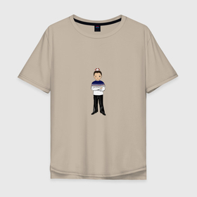Мужская футболка хлопок Oversize с принтом Новогодний Намджун , 100% хлопок | свободный крой, круглый ворот, “спинка” длиннее передней части | 