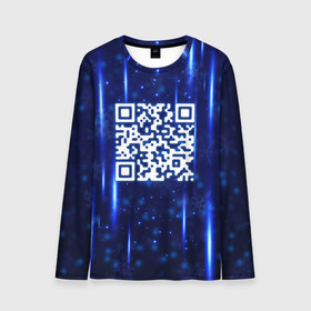 Мужской лонгслив 3D с принтом С НОВЫМ ГОДОМ    QR код в городе Новоалтайск, 100% полиэстер | длинные рукава, круглый вырез горловины, полуприлегающий силуэт | 