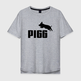 Мужская футболка хлопок Oversize с принтом Пигг вместо пумы в Санкт-Петербурге, 100% хлопок | свободный крой, круглый ворот, “спинка” длиннее передней части | 