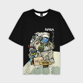 Мужская футболка OVERSIZE 3D с принтом NASA   Help Astronaut   Joke ,  |  | 