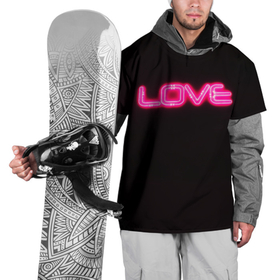 Накидка на куртку 3D с принтом Love   неоновая надпись в Белгороде, 100% полиэстер |  | Тематика изображения на принте: 