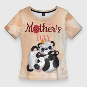 Женская футболка 3D Slim с принтом День матери у панд ,  |  | 