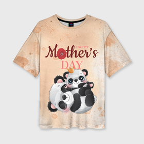 Женская футболка oversize 3D с принтом День матери у панд ,  |  | 