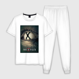 Мужская пижама хлопок с принтом X   Files poster в Тюмени, 100% хлопок | брюки и футболка прямого кроя, без карманов, на брюках мягкая резинка на поясе и по низу штанин
 | 