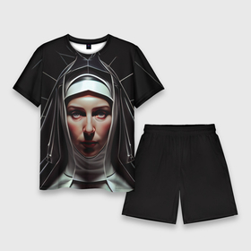 Мужской костюм с шортами 3D с принтом Нейросеть: готическая монахиня в Тюмени,  |  | 