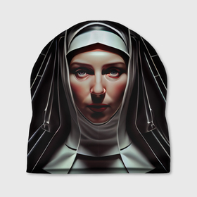 Шапка 3D с принтом Нейросеть: готическая монахиня в Тюмени, 100% полиэстер | универсальный размер, печать по всей поверхности изделия | 
