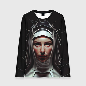 Мужской лонгслив 3D с принтом Нейросеть: готическая монахиня в Курске, 100% полиэстер | длинные рукава, круглый вырез горловины, полуприлегающий силуэт | Тематика изображения на принте: 