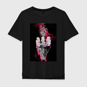 Мужская футболка хлопок Oversize с принтом Три обезьяны и сердце в Курске, 100% хлопок | свободный крой, круглый ворот, “спинка” длиннее передней части | Тематика изображения на принте: 
