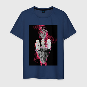 Мужская футболка хлопок с принтом Три обезьяны и сердце в Кировске, 100% хлопок | прямой крой, круглый вырез горловины, длина до линии бедер, слегка спущенное плечо. | 