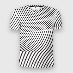 Мужская футболка 3D Slim с принтом Ломанные линии и оптическая иллюзия в Кировске, 100% полиэстер с улучшенными характеристиками | приталенный силуэт, круглая горловина, широкие плечи, сужается к линии бедра | 
