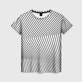 Женская футболка 3D с принтом Ломанные линии и оптическая иллюзия в Кировске, 100% полиэфир ( синтетическое хлопкоподобное полотно) | прямой крой, круглый вырез горловины, длина до линии бедер | 