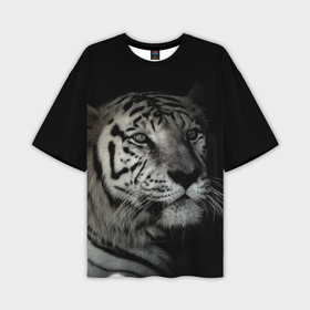 Мужская футболка OVERSIZE 3D с принтом Бeлый тигр в Тюмени,  |  | 