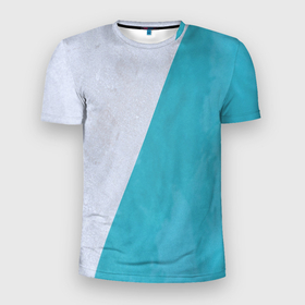 Мужская футболка 3D Slim с принтом Абстрактный паттерн из двух цветов   серый и светло синий в Новосибирске, 100% полиэстер с улучшенными характеристиками | приталенный силуэт, круглая горловина, широкие плечи, сужается к линии бедра | 