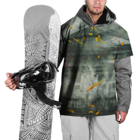Накидка на куртку 3D с принтом Абстрактный силуэт дома и краски на поверхности в Петрозаводске, 100% полиэстер |  | Тематика изображения на принте: 