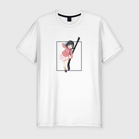Мужская футболка хлопок Slim с принтом Наоми Такаги   Пураоре гордость оранжевых в Тюмени, 92% хлопок, 8% лайкра | приталенный силуэт, круглый вырез ворота, длина до линии бедра, короткий рукав | 