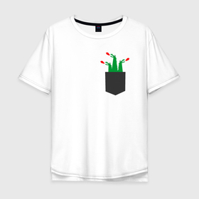 Мужская футболка хлопок Oversize с принтом Змей Горыныч в кармане в Курске, 100% хлопок | свободный крой, круглый ворот, “спинка” длиннее передней части | 