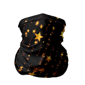 Бандана-труба 3D с принтом Новогодний звездный дождь на черном фоне в Кировске, 100% полиэстер, ткань с особыми свойствами — Activecool | плотность 150‒180 г/м2; хорошо тянется, но сохраняет форму | 