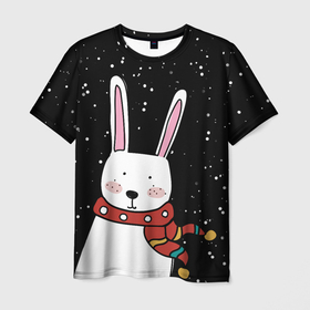 Мужская футболка 3D с принтом Кролик символ 2023 года в Кировске, 100% полиэфир | прямой крой, круглый вырез горловины, длина до линии бедер | 