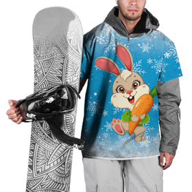 Накидка на куртку 3D с принтом Зайчик   с морковкой  2023 в Тюмени, 100% полиэстер |  | Тематика изображения на принте: 