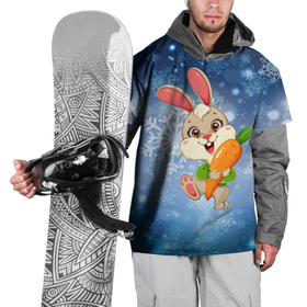 Накидка на куртку 3D с принтом Зайчик с большой морковкой в Тюмени, 100% полиэстер |  | Тематика изображения на принте: 