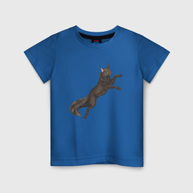 Детская футболка хлопок с принтом Чёрный водяной кот, символ 2023 в Екатеринбурге, 100% хлопок | круглый вырез горловины, полуприлегающий силуэт, длина до линии бедер | 