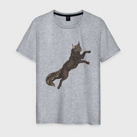 Мужская футболка хлопок с принтом Чёрный водяной кот, символ 2023 в Екатеринбурге, 100% хлопок | прямой крой, круглый вырез горловины, длина до линии бедер, слегка спущенное плечо. | 