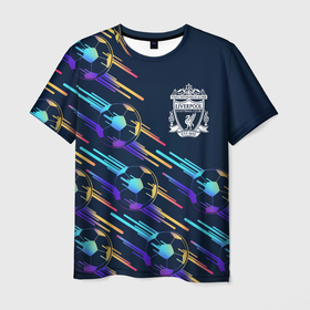 Мужская футболка 3D с принтом Liverpool градиентные мячи в Курске, 100% полиэфир | прямой крой, круглый вырез горловины, длина до линии бедер | 
