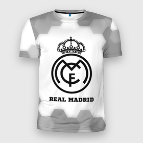 Мужская футболка 3D Slim с принтом Real Madrid sport на светлом фоне в Петрозаводске, 100% полиэстер с улучшенными характеристиками | приталенный силуэт, круглая горловина, широкие плечи, сужается к линии бедра | 