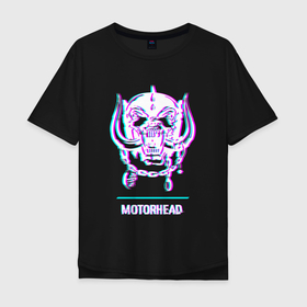 Мужская футболка хлопок Oversize с принтом Motorhead glitch rock в Санкт-Петербурге, 100% хлопок | свободный крой, круглый ворот, “спинка” длиннее передней части | Тематика изображения на принте: 