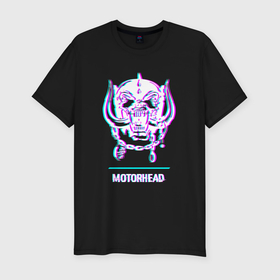 Мужская футболка хлопок Slim с принтом Motorhead glitch rock в Санкт-Петербурге, 92% хлопок, 8% лайкра | приталенный силуэт, круглый вырез ворота, длина до линии бедра, короткий рукав | Тематика изображения на принте: 