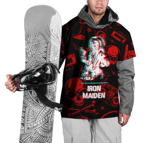 Накидка на куртку 3D с принтом Iron Maiden rock glitch в Санкт-Петербурге, 100% полиэстер |  | 