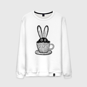 Мужской свитшот хлопок с принтом Чёрный кролик в чайной чашке в Курске, 100% хлопок |  | Тематика изображения на принте: 