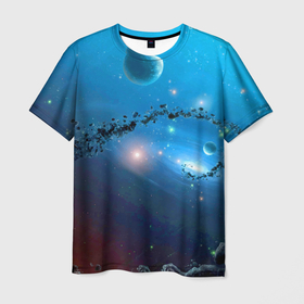 Мужская футболка 3D с принтом Бесконечное космическое пространство   Nasa в Санкт-Петербурге, 100% полиэфир | прямой крой, круглый вырез горловины, длина до линии бедер | 